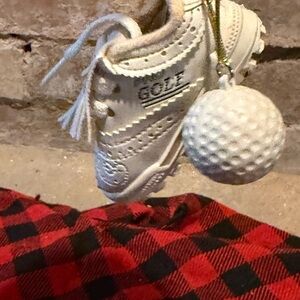 White Golf Shoe with Ball Keychain